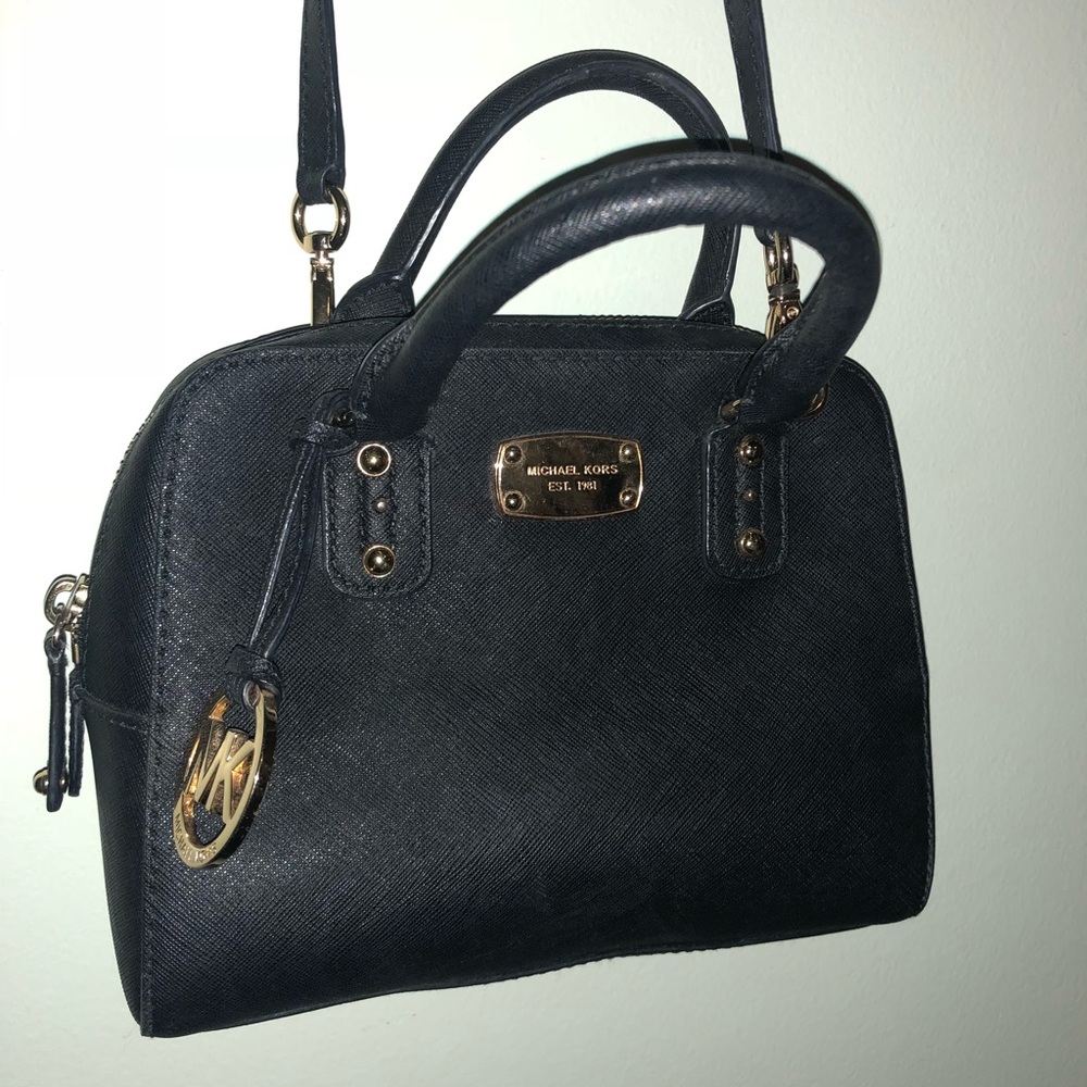 Michael Kors Saffiano Mini Satchel Bag - Black